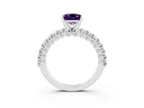 White gold Princess Cut Diamond Pavé Band Solitaire Ring with Prong Setting_3
