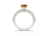 White gold Princess Cut Diamond Pavé Band Solitaire Ring with Prong Setting_3