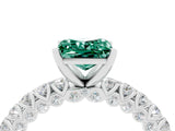 White gold Princess Cut Diamond Pavé Band Solitaire Ring with Prong Setting_4