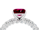 White gold Princess Cut Diamond Pavé Band Solitaire Ring with Prong Setting_4
