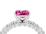 White gold Princess Cut Diamond Pavé Band Solitaire Ring with Prong Setting_4