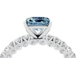 White gold Princess Cut Diamond Pavé Band Solitaire Ring with Prong Setting_4