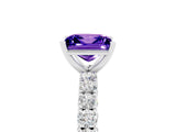White gold Princess Cut Diamond Pavé Band Solitaire Ring with Prong Setting_5