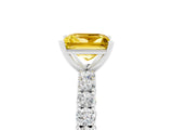 White gold Princess Cut Diamond Pavé Band Solitaire Ring with Prong Setting_5
