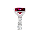 White gold Princess Cut Diamond Pavé Band Solitaire Ring with Prong Setting_5
