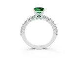 White gold Princess Cut Diamond Pavé Band Solitaire Ring with Prong Setting_9