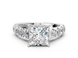 White gold Princess Cut Diamond Pavé Band Solitaire with Four-Prong Setting_35