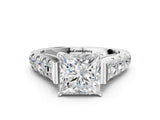 White gold Princess Cut Diamond Pavé Band Solitaire with Four-Prong Setting_36