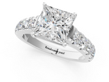 White gold Princess Cut Diamond Pavé Band Solitaire with Four-Prong Setting_36