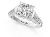 White gold Princess Cut Diamond Pavé Band Solitaire with Four-Prong Setting_37