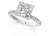 White gold Princess Cut Diamond Pavé Band Solitaire with Four-Prong Setting_4