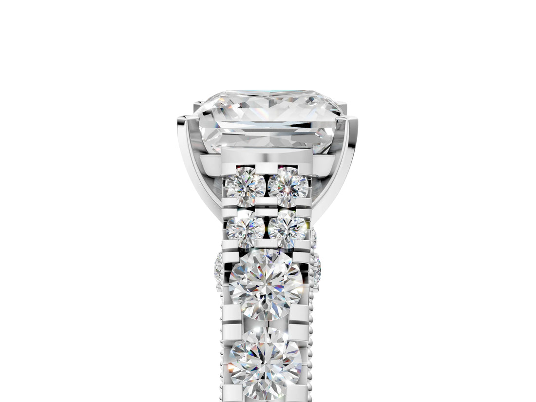White gold Princess Cut Diamond Pavé Band Solitaire with Four-Prong Setting_41