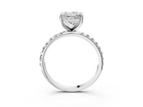 White gold Princess Cut Diamond Pavé Band Solitaire with Four-Prong Setting_6