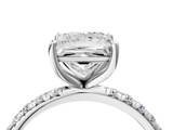 White gold Princess Cut Diamond Pavé Band Solitaire with Four-Prong Setting_7
