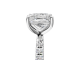 White gold Princess Cut Diamond Pavé Band Solitaire with Four-Prong Setting_8