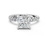 White gold Princess Cut Diamond Pavé Band with Four-Prong Setting_73