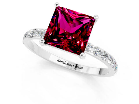 White gold Princess Cut Diamond Pavé Band with Six-Prong Setting_1