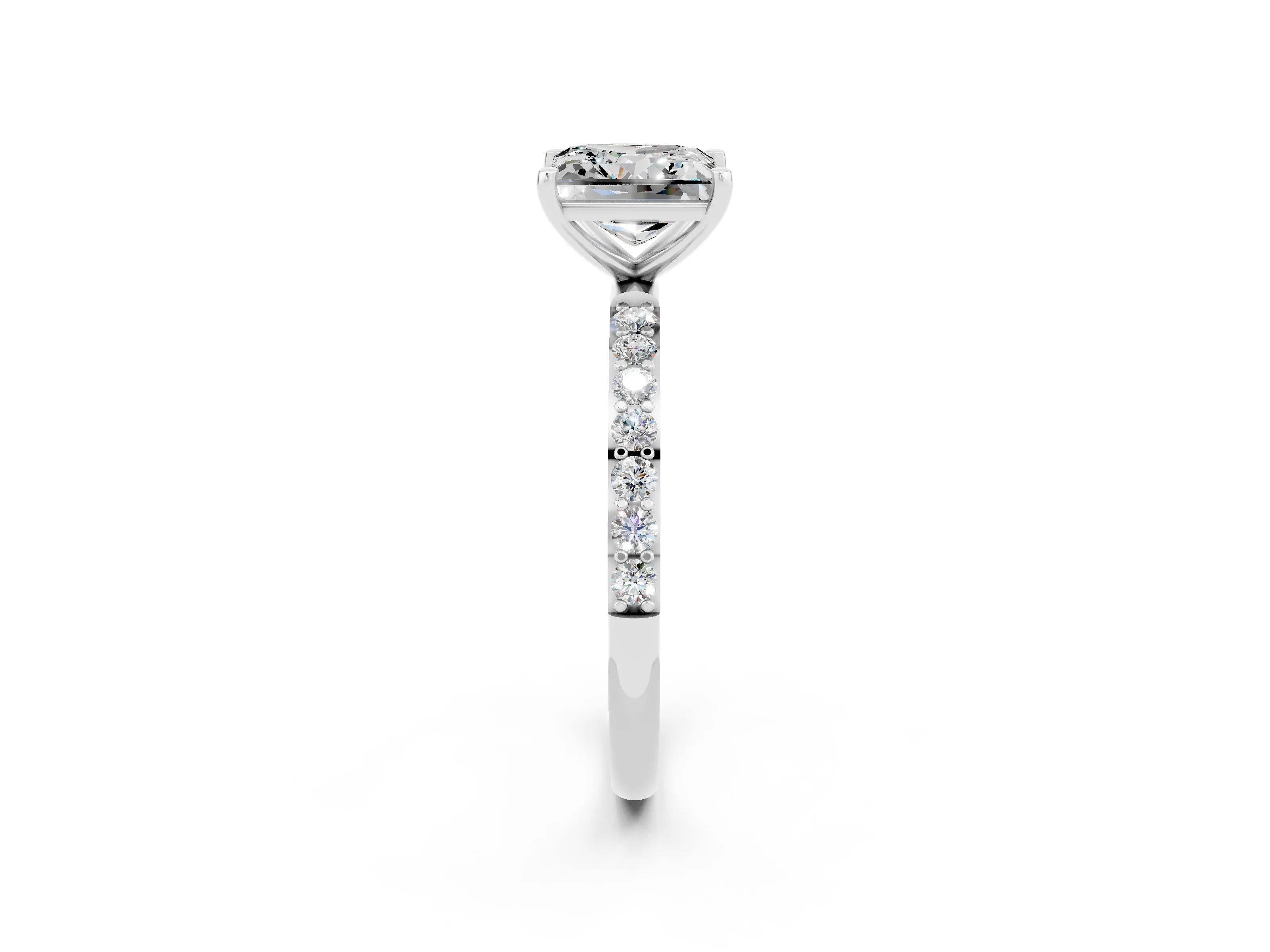White gold Princess Cut Diamond Pavé Band with Six-Prong Setting_2
