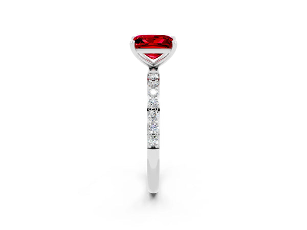 Platinum Princess Cut Diamond Pavé Band with Six-Prong Setting