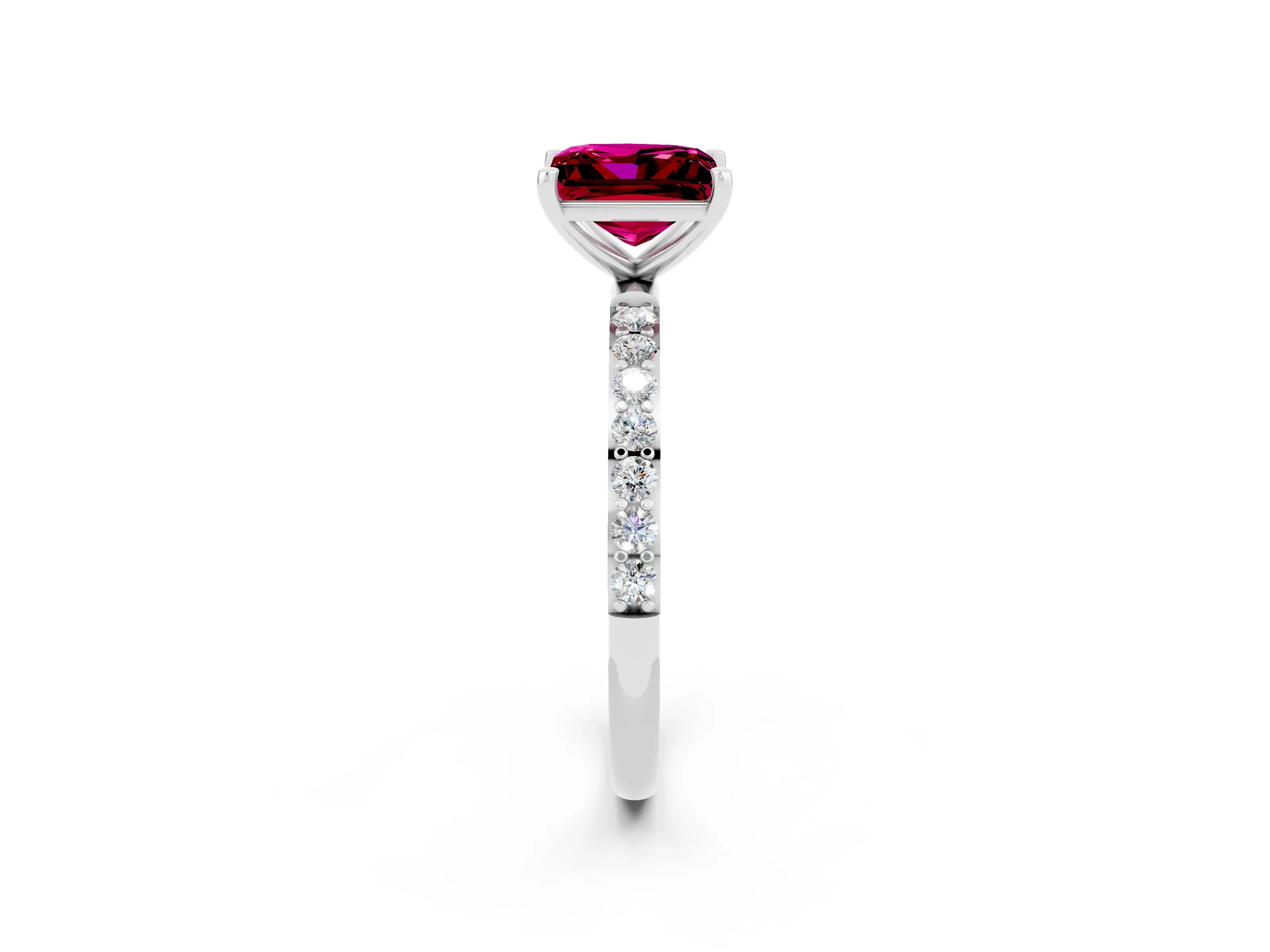 White gold Princess Cut Diamond Pavé Band with Six-Prong Setting_2