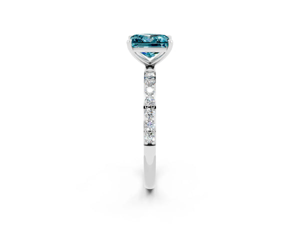 Silver Princess Cut Diamond Pavé Band with Six-Prong Setting