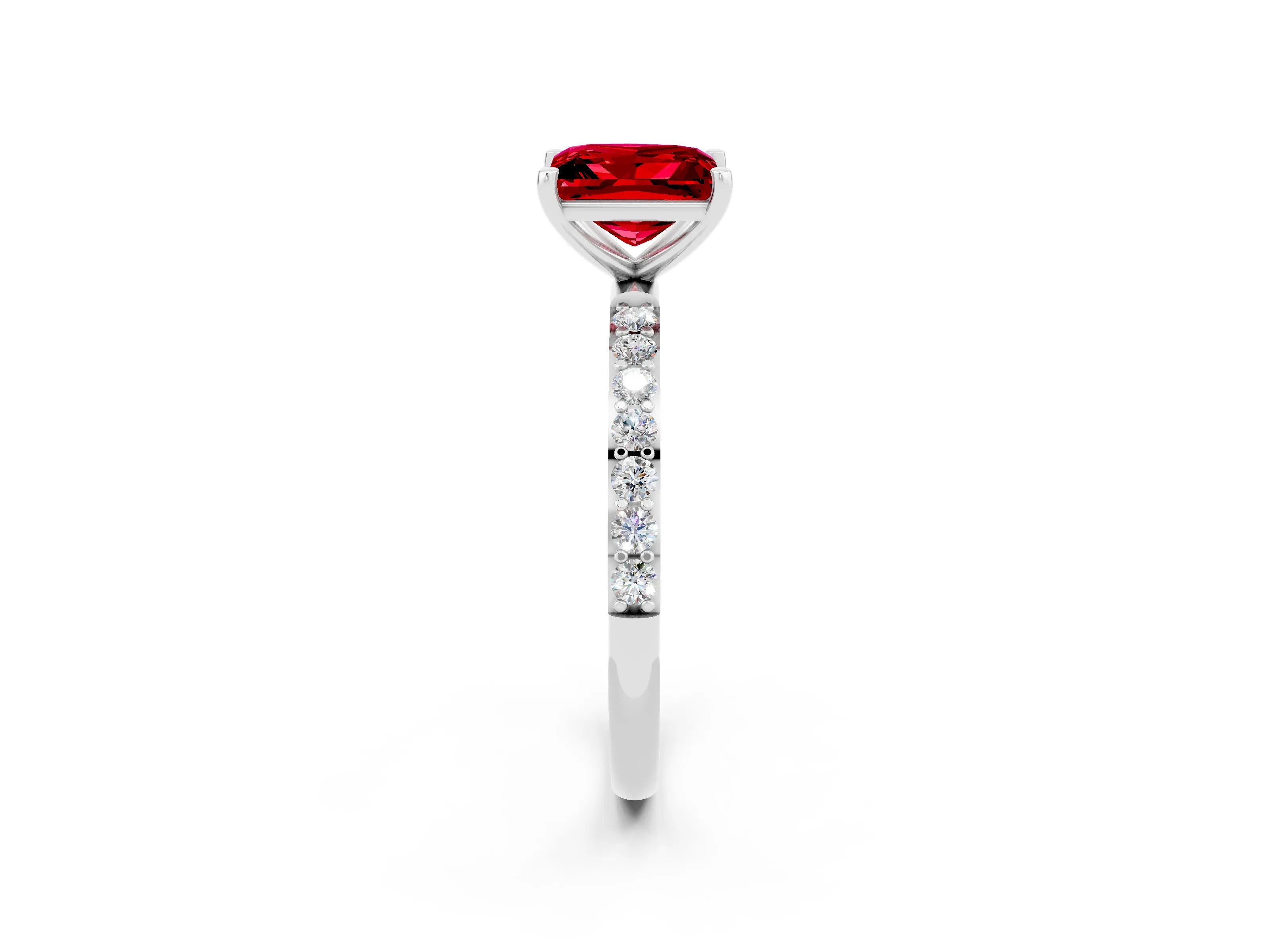 White gold Princess Cut Diamond Pavé Band with Six-Prong Setting_2
