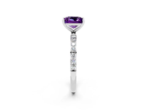 White gold Princess Cut Diamond Pavé Band with Six-Prong Setting_2