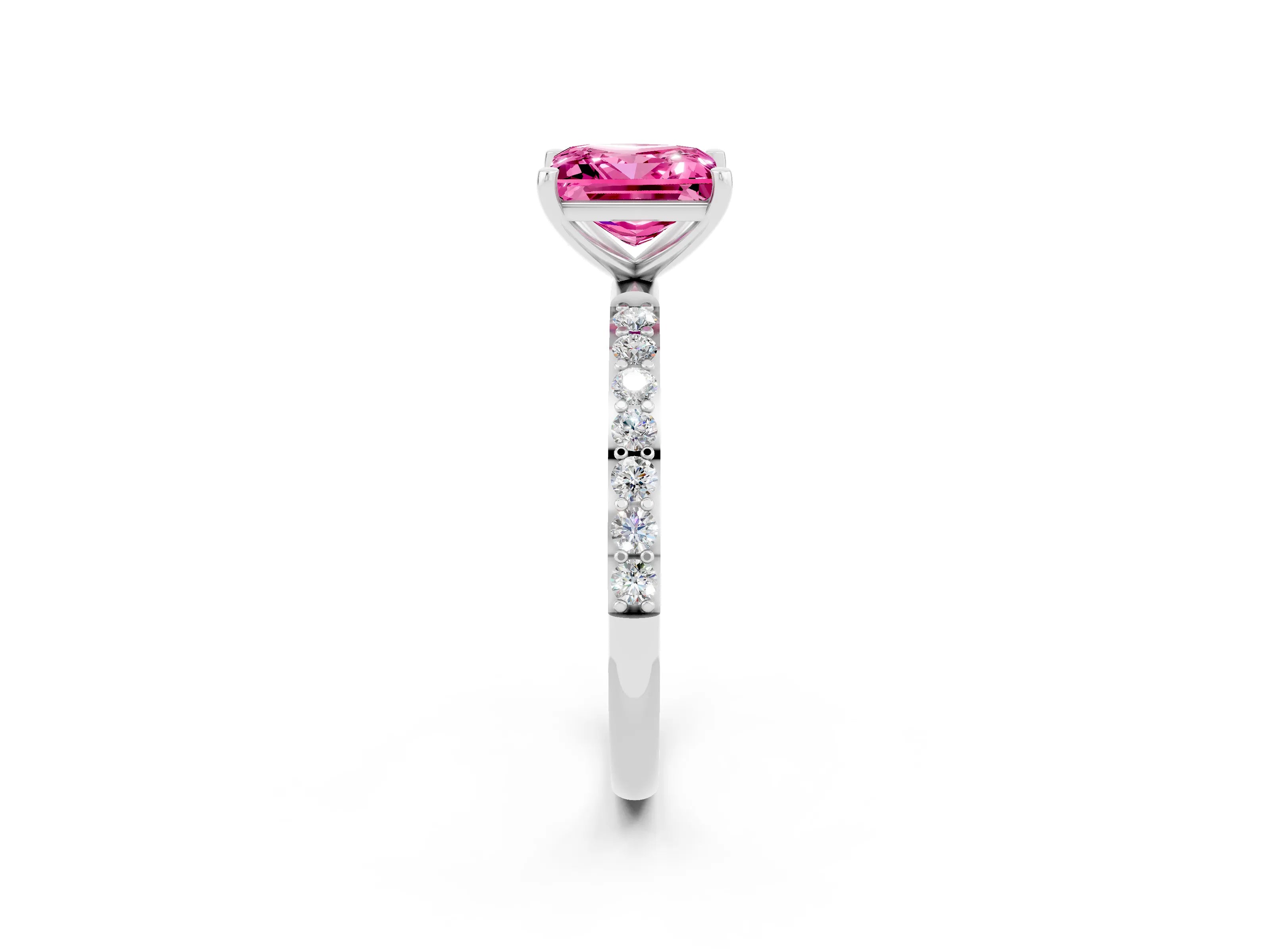 White gold Princess Cut Diamond Pavé Band with Six-Prong Setting_2