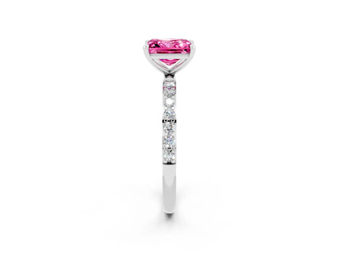 White gold Princess Cut Diamond Pavé Band with Six-Prong Setting_2