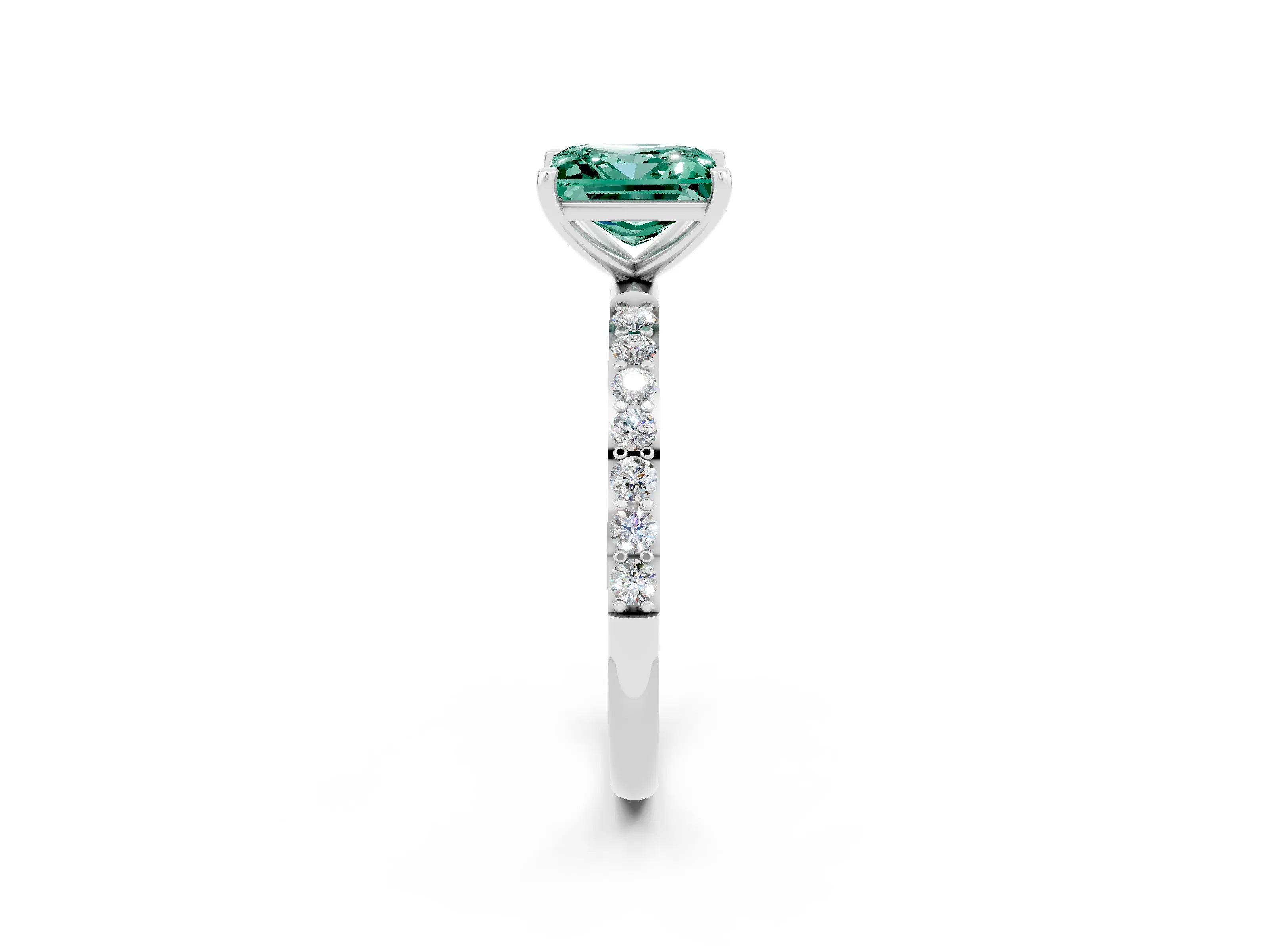 White gold Princess Cut Diamond Pavé Band with Six-Prong Setting_2