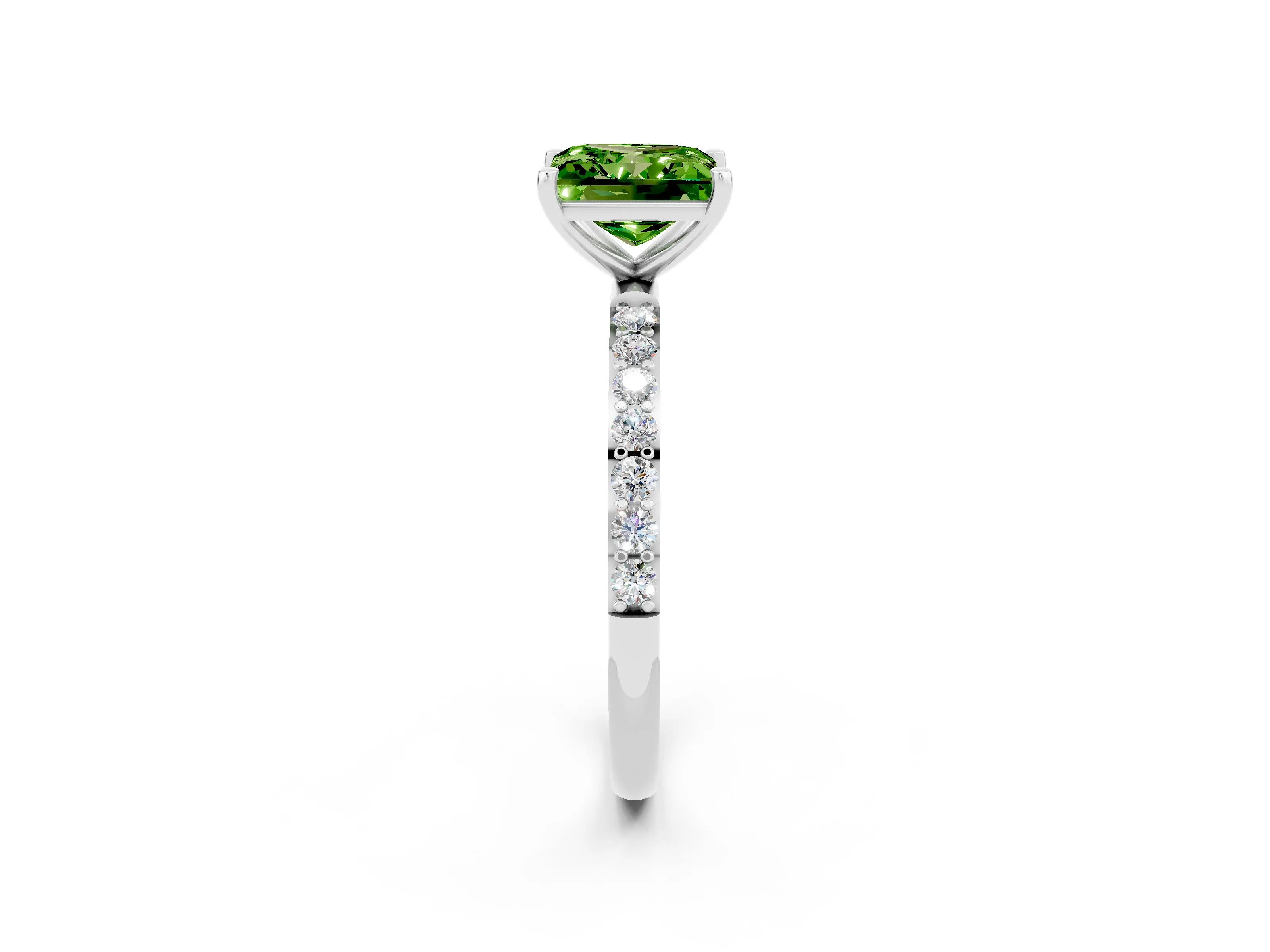White gold Princess Cut Diamond Pavé Band with Six-Prong Setting_2