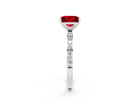 White gold Princess Cut Diamond Pavé Band with Six-Prong Setting_2