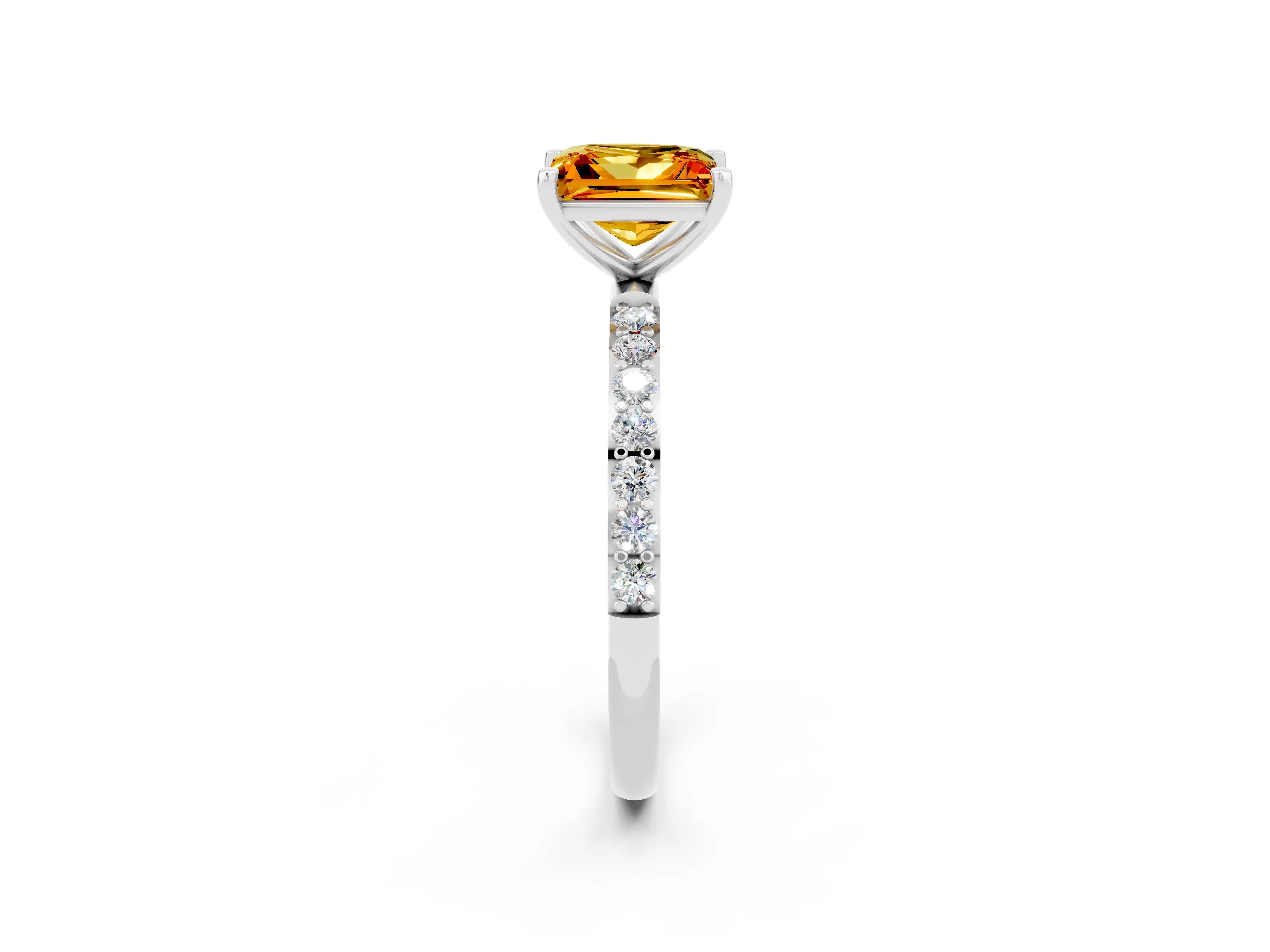 White gold Princess Cut Diamond Pavé Band with Six-Prong Setting_2