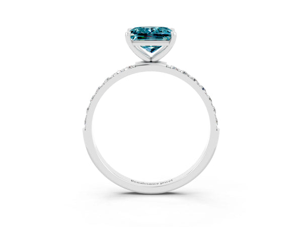 Silver Princess Cut Diamond Pavé Band with Six-Prong Setting
