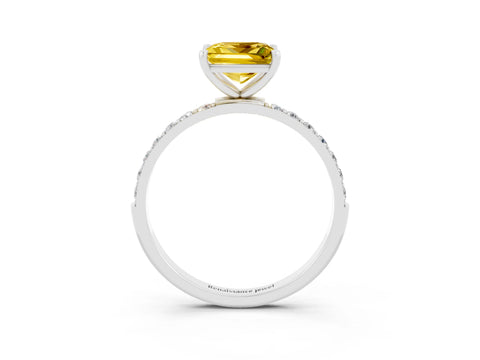 White gold Princess Cut Diamond Pavé Band with Six-Prong Setting_3