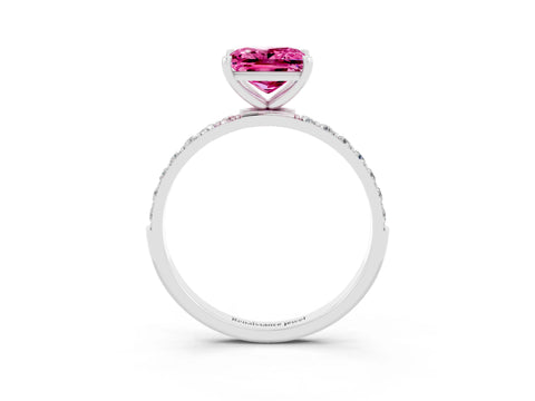 White gold Princess Cut Diamond Pavé Band with Six-Prong Setting_3
