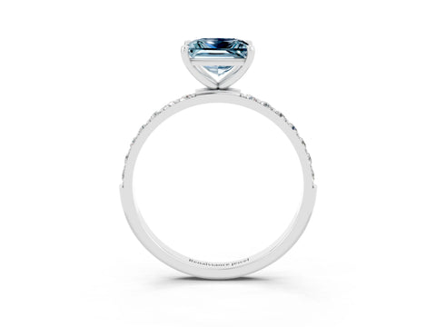 White gold Princess Cut Diamond Pavé Band with Six-Prong Setting_3