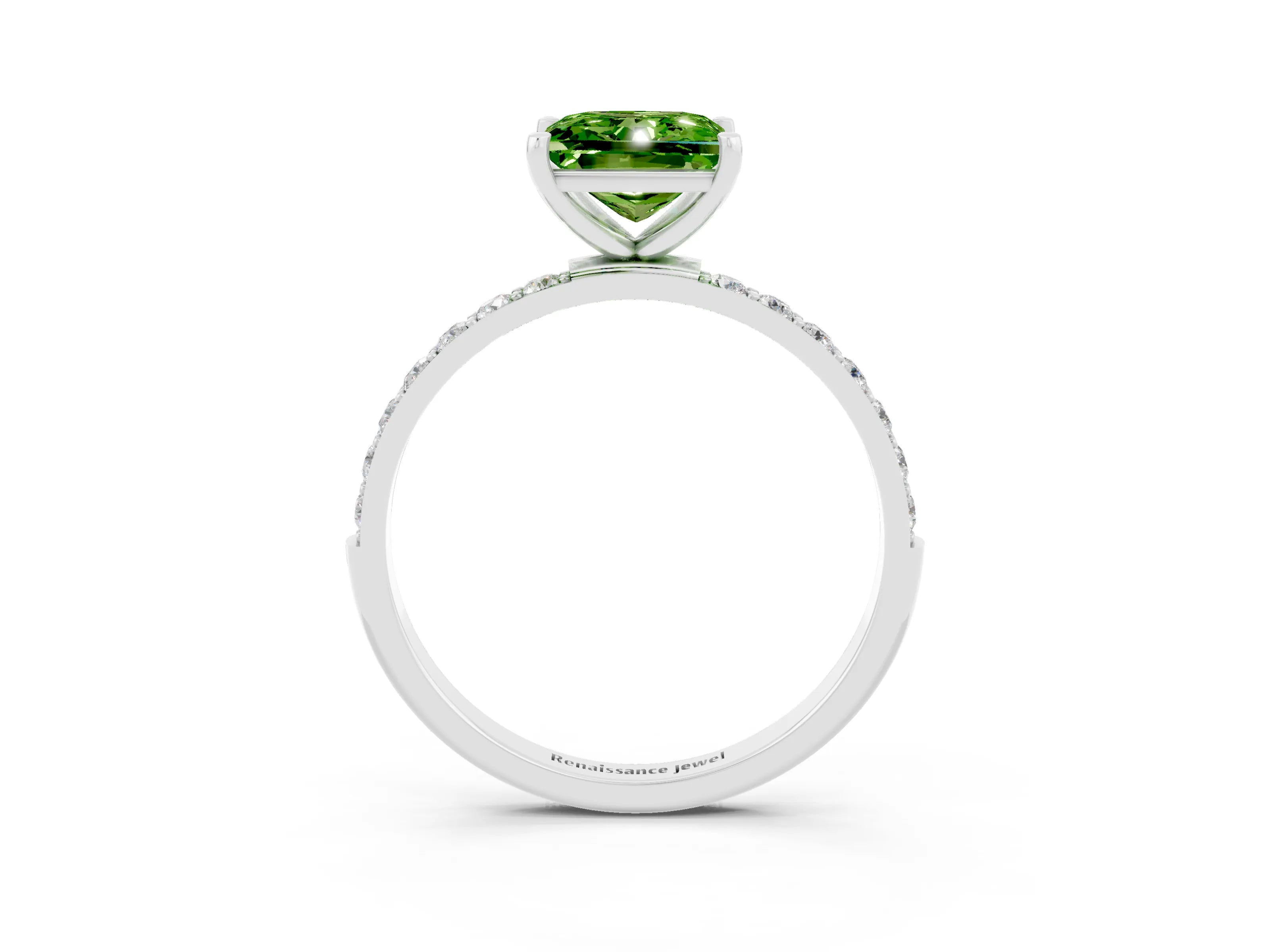 White gold Princess Cut Diamond Pavé Band with Six-Prong Setting_3