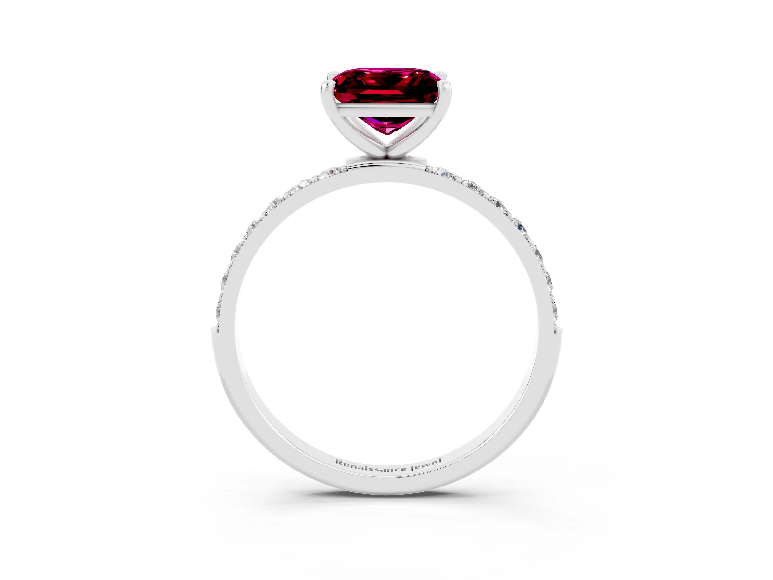 White gold Princess Cut Diamond Pavé Band with Six-Prong Setting_3