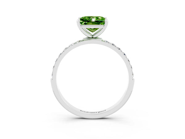 Platinum Princess Cut Diamond Pavé Band with Six-Prong Setting