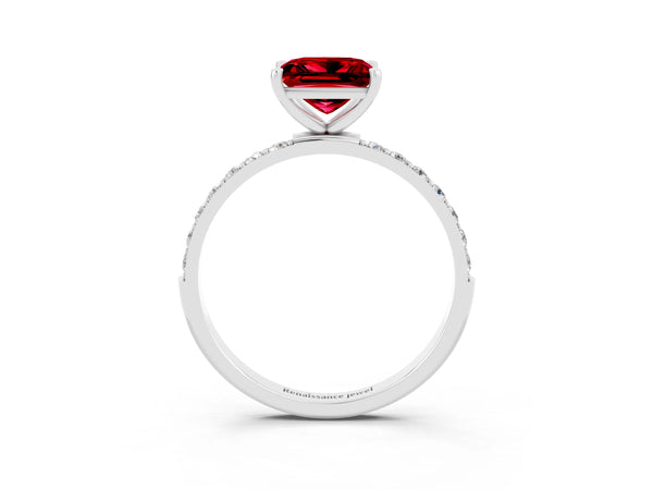 Platinum Princess Cut Diamond Pavé Band with Six-Prong Setting