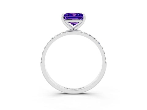 White gold Princess Cut Diamond Pavé Band with Six-Prong Setting_3