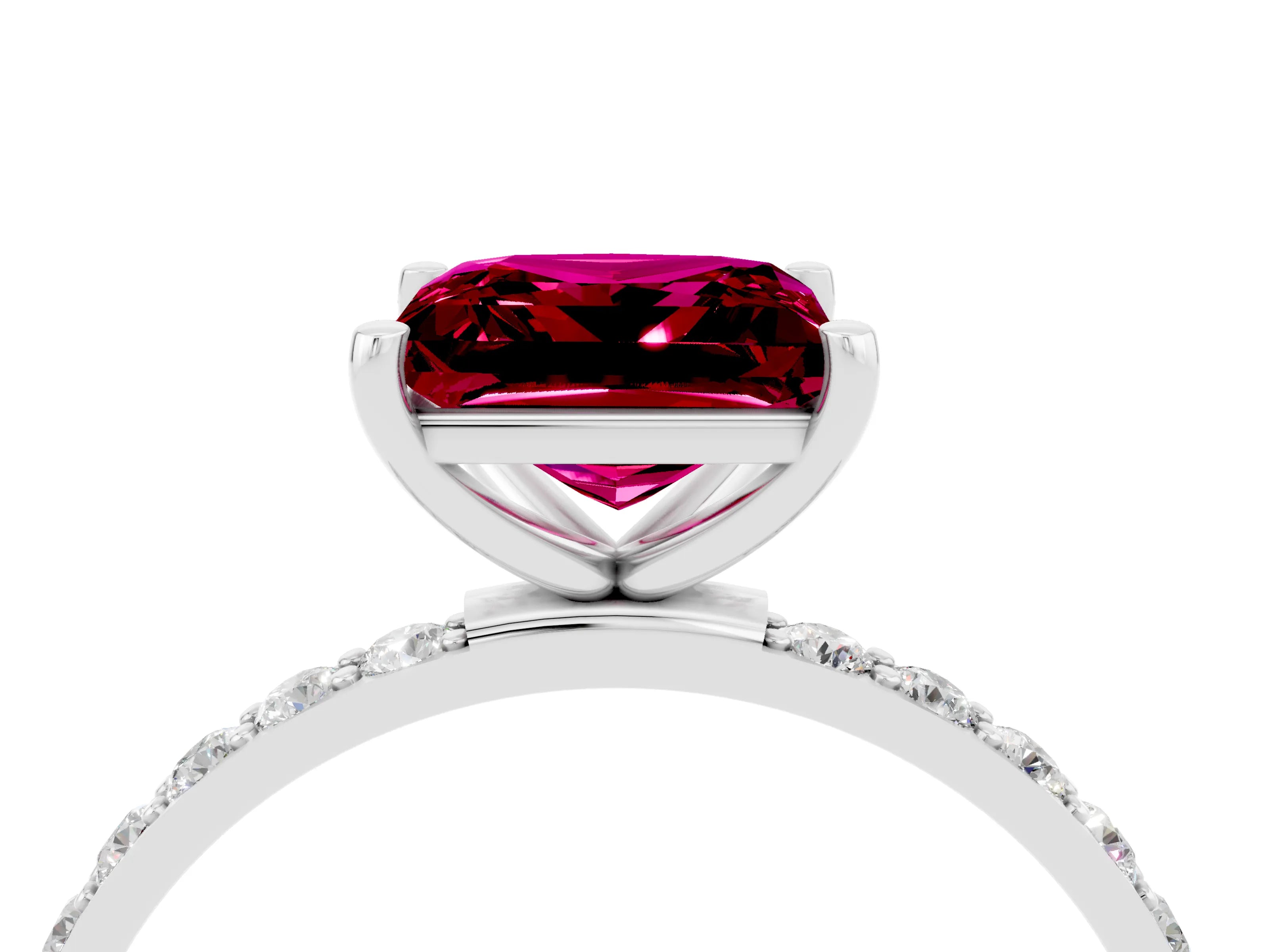 White gold Princess Cut Diamond Pavé Band with Six-Prong Setting_4