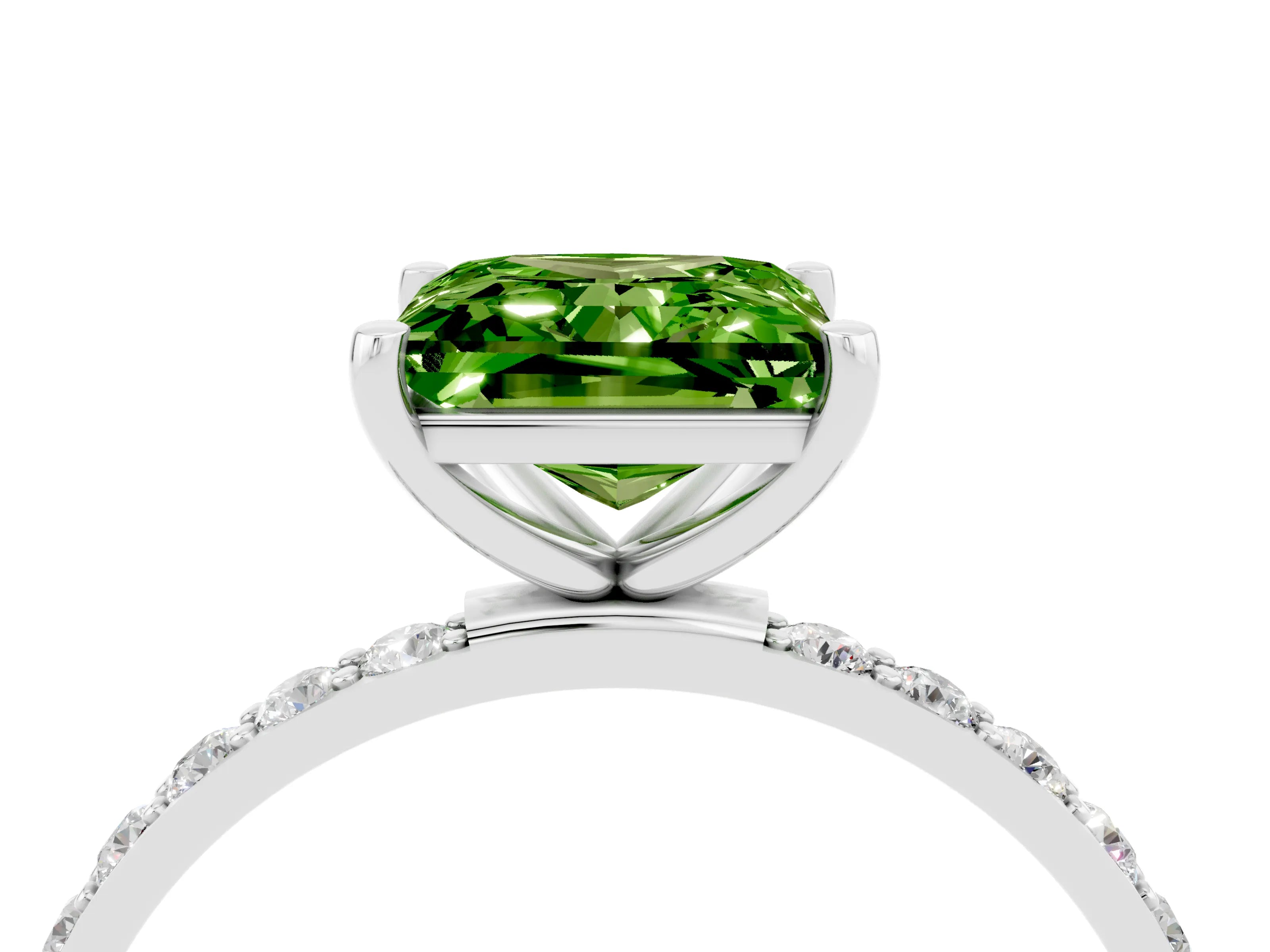 White gold Princess Cut Diamond Pavé Band with Six-Prong Setting_4