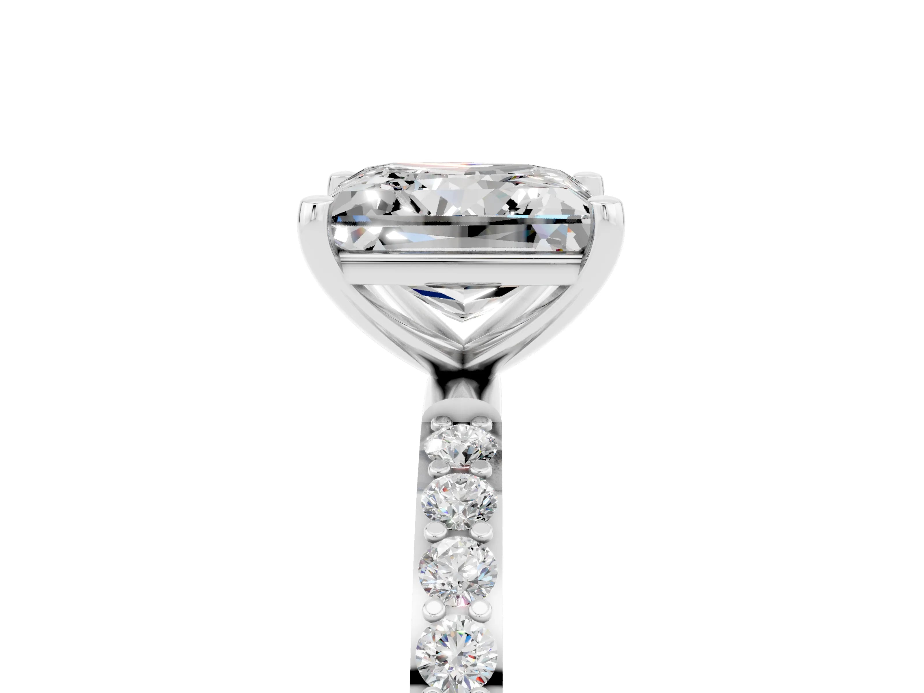 White gold Princess Cut Diamond Pavé Band with Six-Prong Setting_5