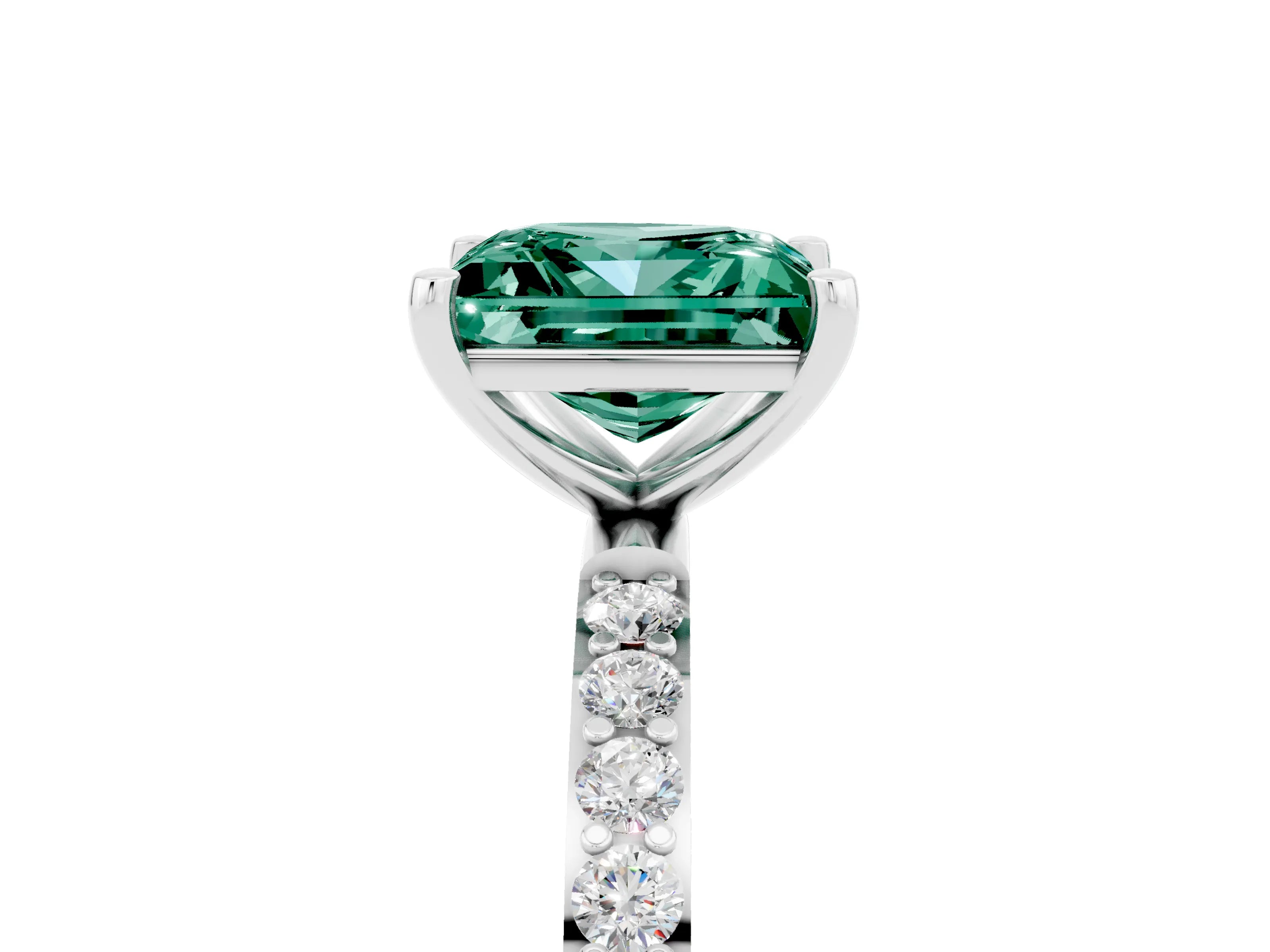 White gold Princess Cut Diamond Pavé Band with Six-Prong Setting_5