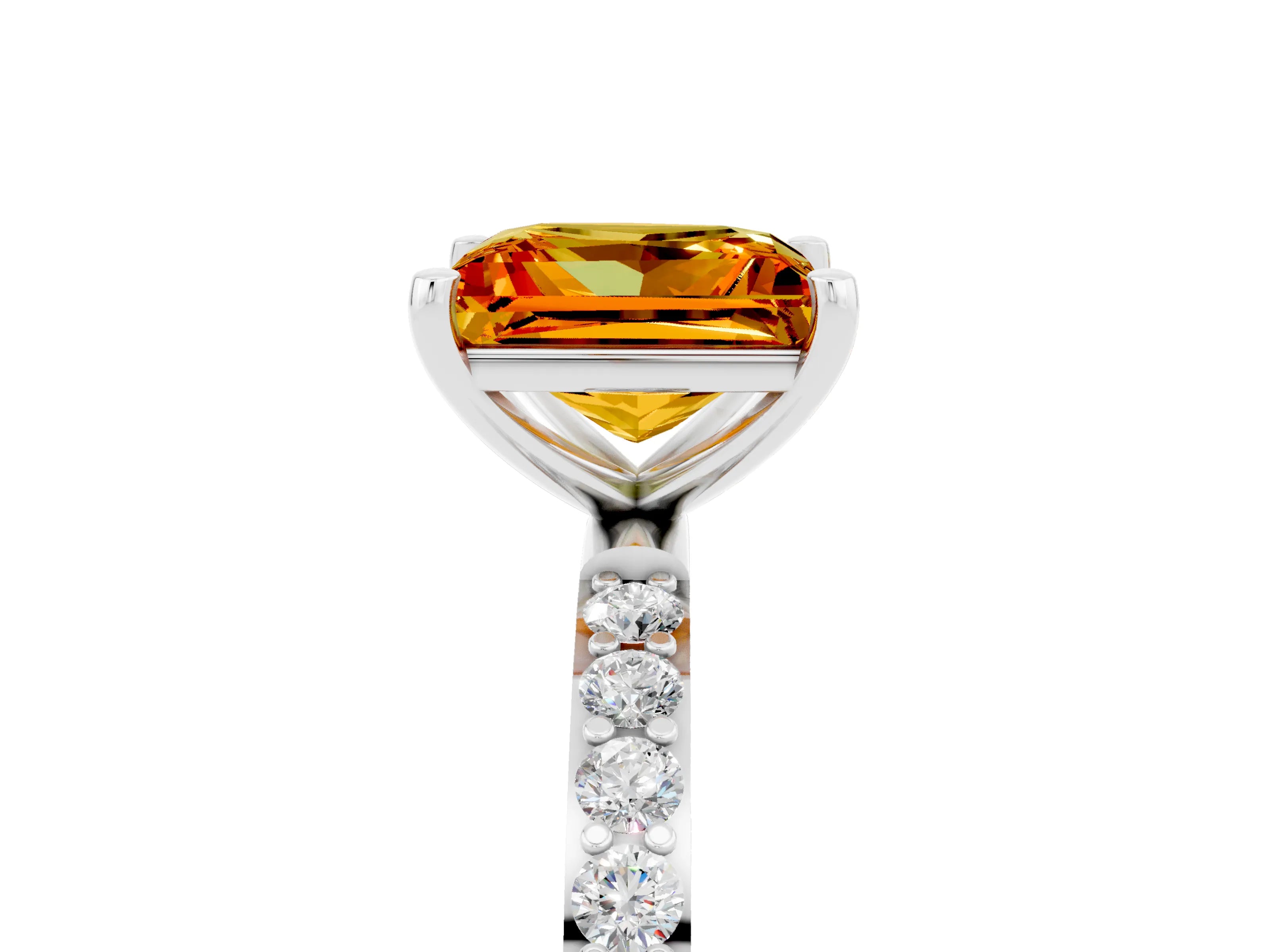 White gold Princess Cut Diamond Pavé Band with Six-Prong Setting_5