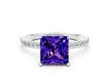 White gold Princess Cut Diamond Pavé Band with Six-Prong Setting