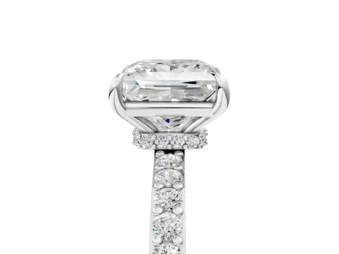 White gold Princess Cut Diamond Pavé Engagement Ring with Round with Moissanite side stone Accents and Prong Setting_5