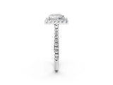 10K White Gold 1.05 Carat D VS1 Princess Diamond Pavé Halo Ring with Four-Prong Setting